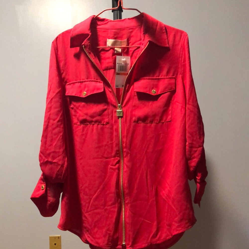 Michael Kors pink blouse with zip